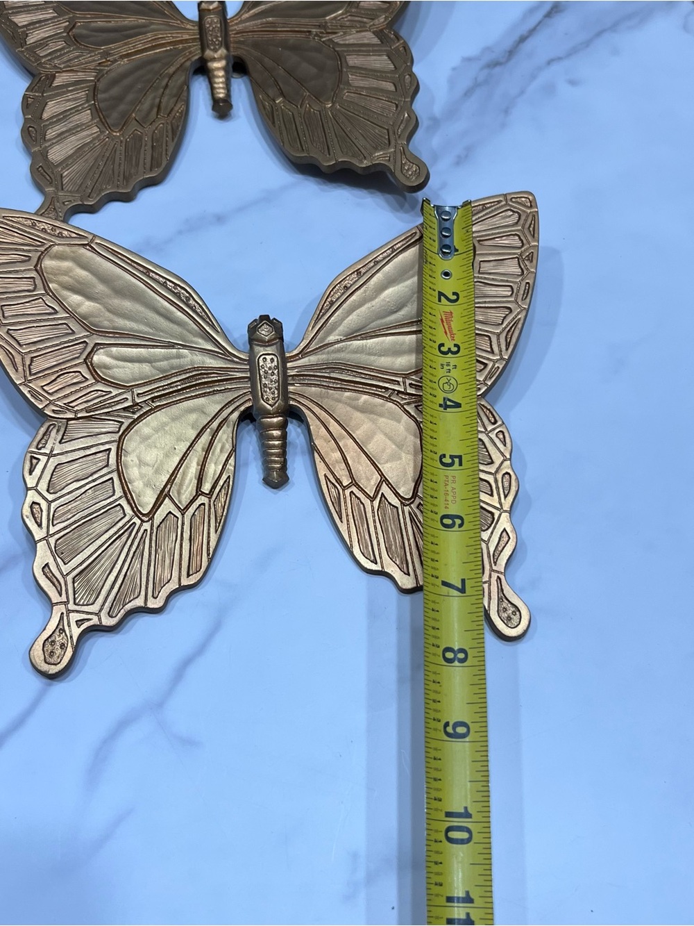 Mid Century Modern Syroco Gold Butterfly Wall Hanging Set of 2 Retro Home Decor - Picture 5 of 6